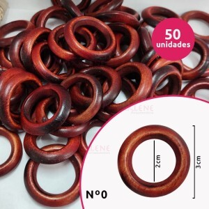 Argola de madeira 20 mm (Tam.0) mogno com 50 unidades