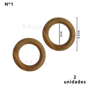 Argola de madeira 30 mm (Tam.1) cerejeira com 2 unidades