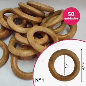 Argola de madeira 30 mm (Tam.1) cerejeira com 50 unidades