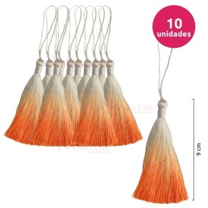 Pingente de seda degradê ou tassel 10,5cm com 10 unidades no pacote