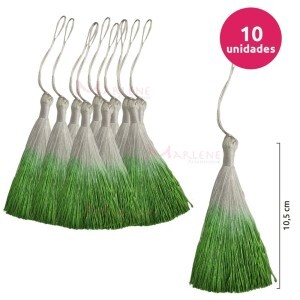 Pingente de seda degradê ou tassel 10,5cm com 10 unidades no pacote