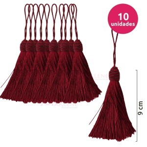 Pingente de seda ou tassel tulipa 9 cm com 10 unidades no pacote