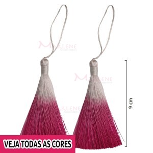 Pingente de seda degradê ou tassel 10,5cm com 2 unidades