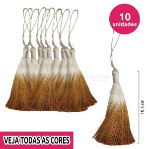Pingente de seda degradê ou tassel 10,5cm com 10 unidades no pacote