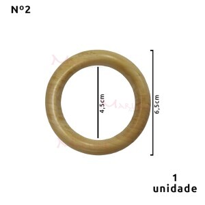 Argola de madeira 45 mm (Tam.2) marfim com 1 unidade
