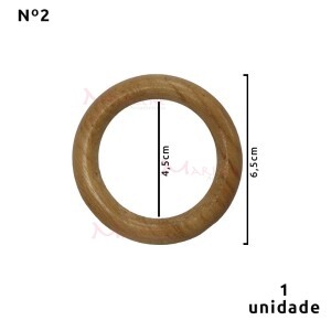 Argola de madeira 45 mm (Tam.2) cerejeira com 1 unidade